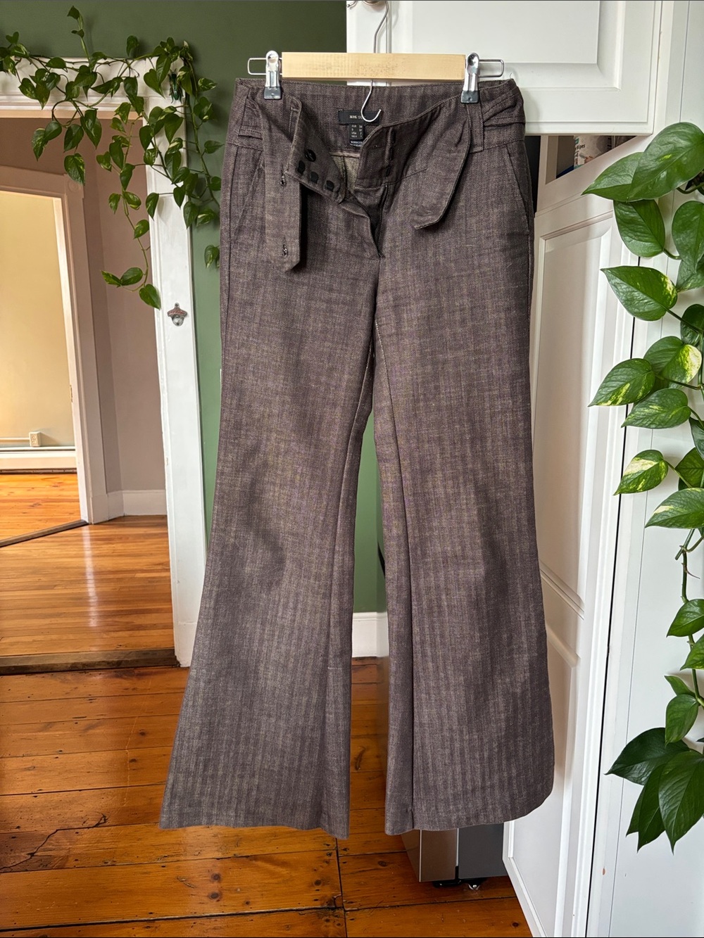 Mango Wide-Leg Trousers in Heathered Brown